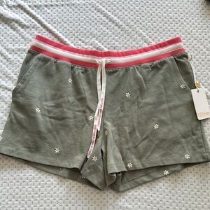 PJ Salvage Green and Pink Athletic Shorts with Retro-Inspired Design